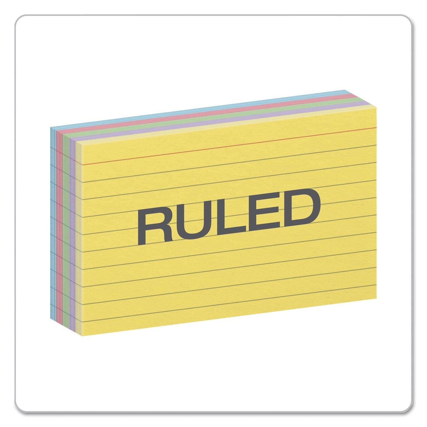 Oxford Ruled Index Cards, 3 x 5, Blue/Violet/Canary/Green/Cherry, 100/Pack