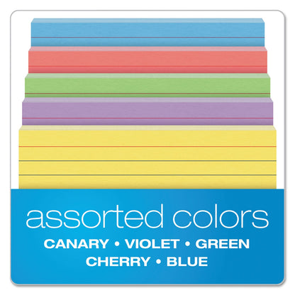 Oxford Ruled Index Cards, 3 x 5, Blue/Violet/Canary/Green/Cherry, 100/Pack