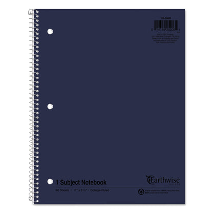 Oxford Earthwise by Oxford Recycled Single Subject Notebook, Medium/College Rule, Randomly Assorted Covers, 11 x 8.5, 80 Sheets