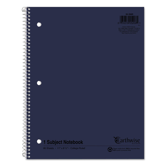 Oxford Earthwise by Oxford Recycled Single Subject Notebook, Medium/College Rule, Randomly Assorted Covers, 11 x 8.5, 80 Sheets