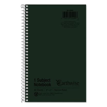 Oxford Earthwise by Oxford Recycled One-Subject Notebook, Narrow Rule, Green Cover, 8 x 5, 80 Sheets