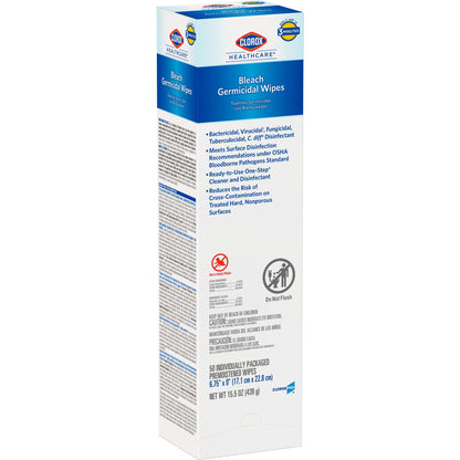 Clorox Healthcare® Bleach Germicidal Wipes, Individual Packets Box of 50 31424