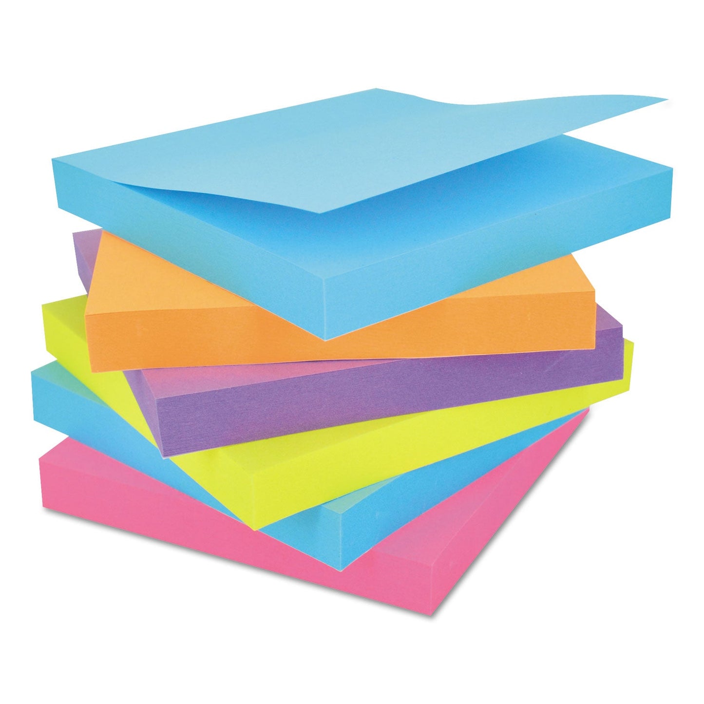Universal Self-Stick Note Pads, 3" x 3", Assorted Bright Colors, 100 Sheets/Pad, 12 Pads/Pack