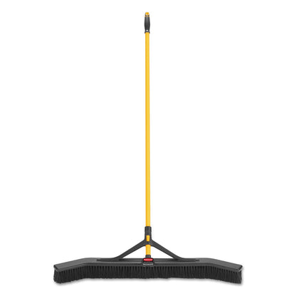 Rubbermaid Maximizer Push-to-Center Broom, Poly Bristles, 36 x 58.13, Steel Handle, Yellow/Black