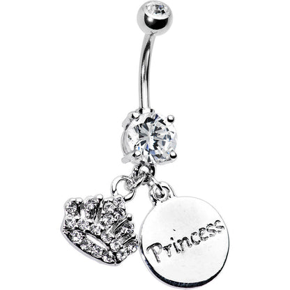 Cubic Zirconia Crown Princess Belly Ring