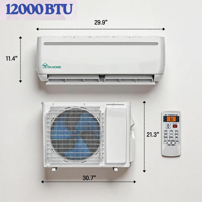 YITAHOME 9000/12000 BTU Mini Split Air Conditioner Heat Pump System, Wifi Enabled, 19/20 SEER2 115V Inverter Ductless AC Cool up to 450/750 Sq. Ft, Compatible with Alexa, Complete Installation Kit, Energy Efficient Cooling & Heating