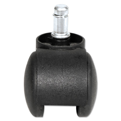 Alera Dual Wheel Hooded Casters, Grip Ring Type B Stem, 1.5" Hard Nylon Wheel, Matte Black, 5/Set