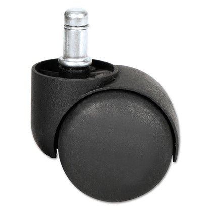 Alera Dual Wheel Hooded Casters, Grip Ring Type B Stem, 1.5" Hard Nylon Wheel, Matte Black, 5/Set