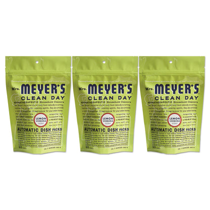 Mrs. Meyer's Automatic Dish Detergent, Lemon, 12.7 oz Pack, 20/Pack, 6/Carton