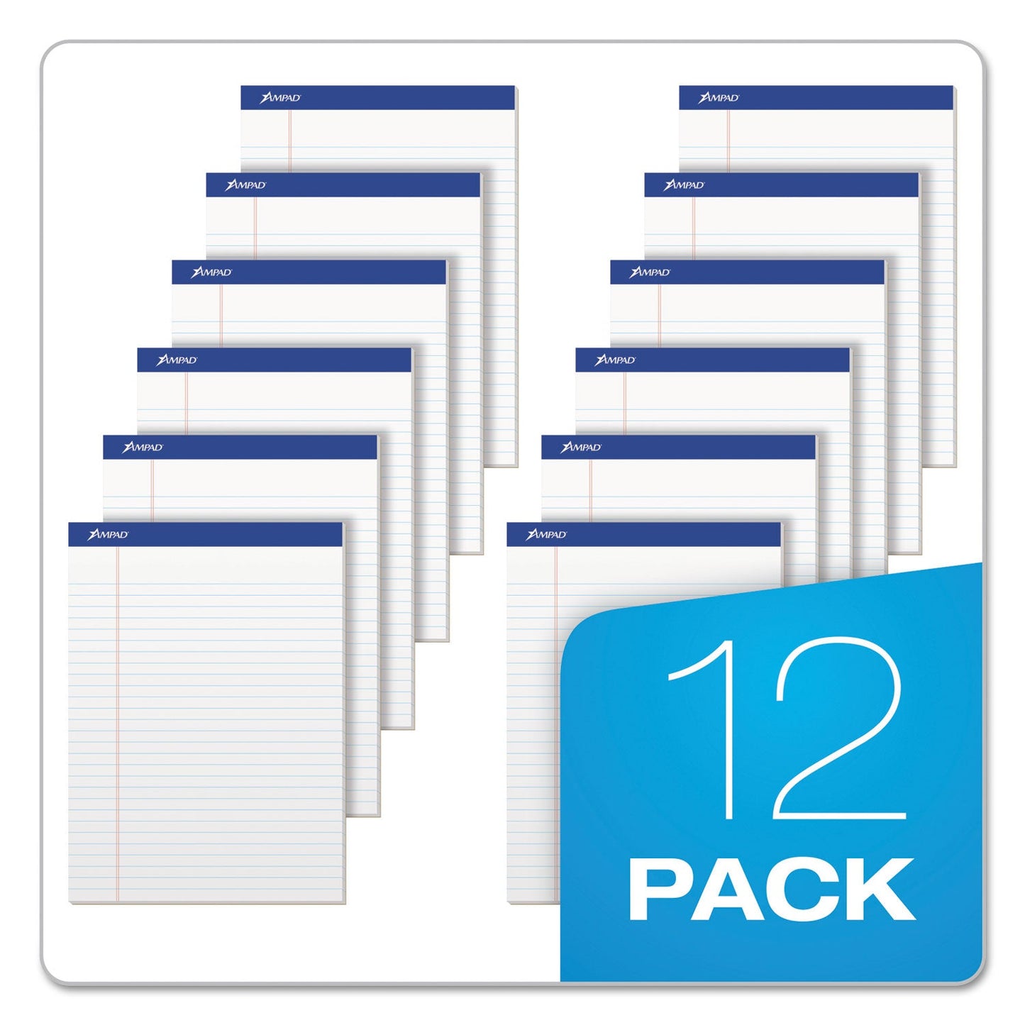 Ampad Recycled Writing Pads, Wide/Legal Rule, Politex Green Kelsu Headband, 50 White 8.5 x 11.75 Sheets, Dozen
