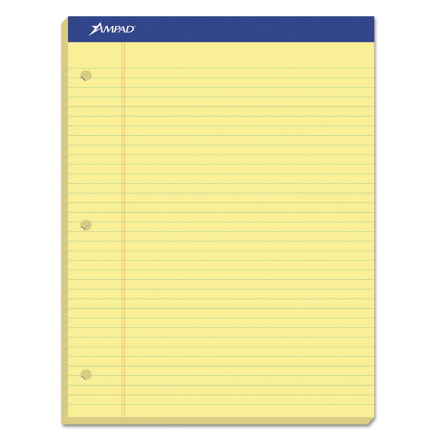 Ampad Recycled Writing Pads, Wide/Legal Rule, Politex Green Kelsu Headband, 50 Canary-Yellow 8.5 x 11.75 Sheets, Dozen