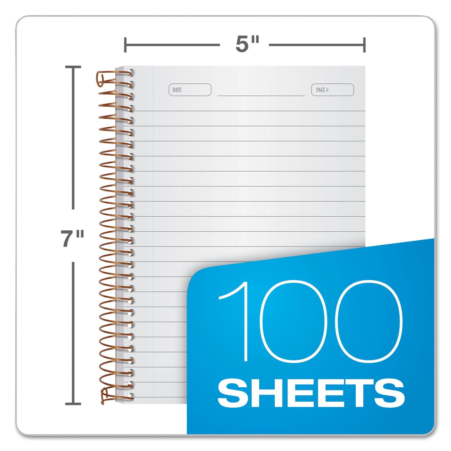 Ampad Gold Fibre Personal Notebooks, 1 Subject, Medium/College Rule, Designer Gray Cover, 7 x 5, 100 Sheets