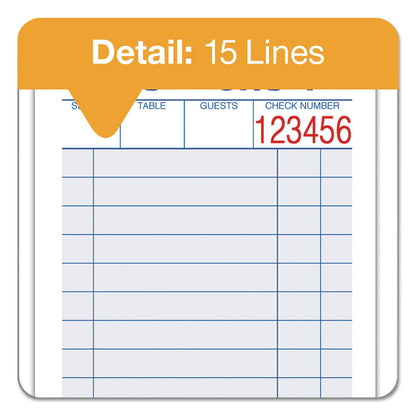 Adams Guest Check Unit Set, Two-Part Carbonless, 6.38 x 3.38, 1/Page, 50 Forms/Pad, 10 Pads/Pack