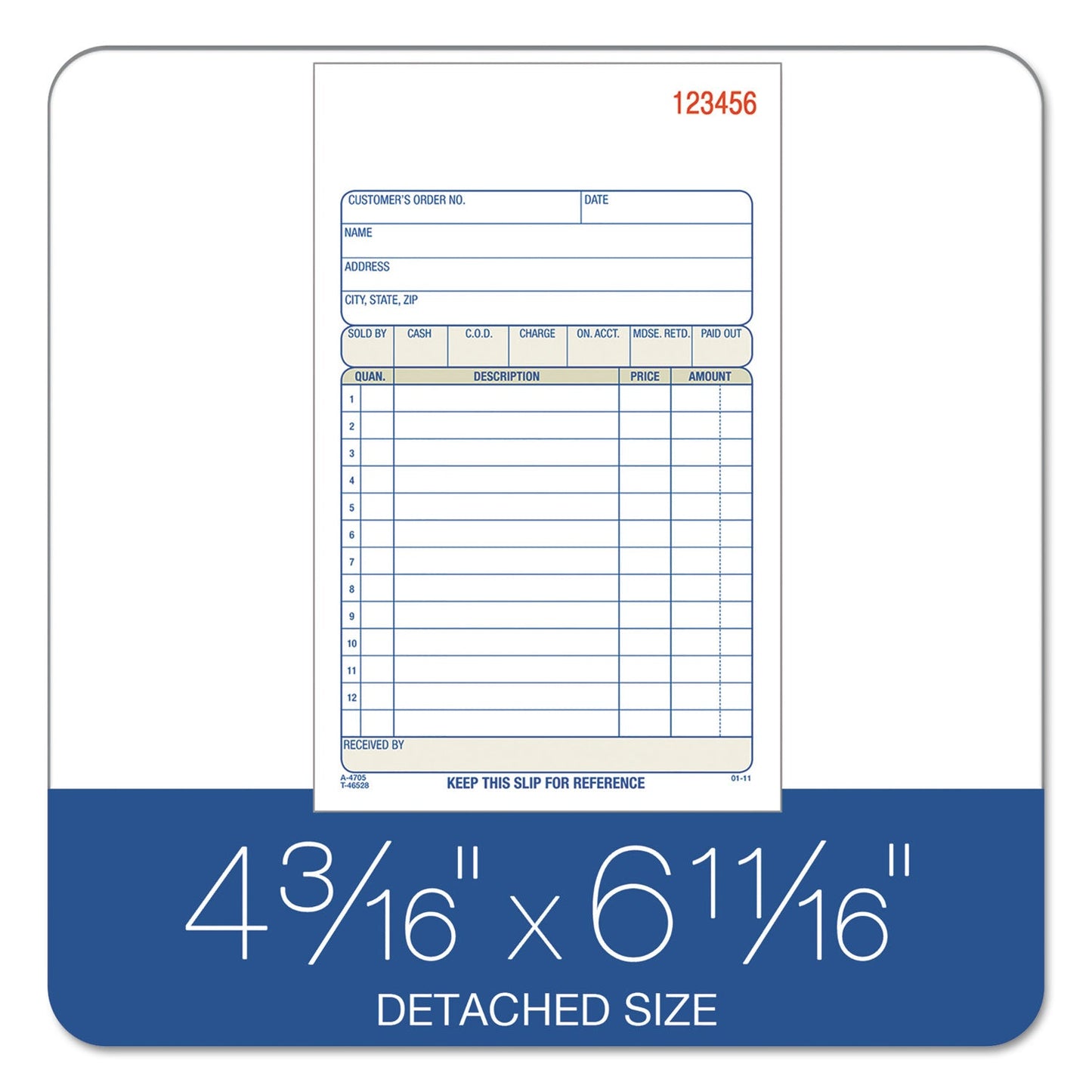 Adams Two-Part Sales Book, Two-Part Carbon, 6.69 x 4.19, 1/Page, 50 Forms