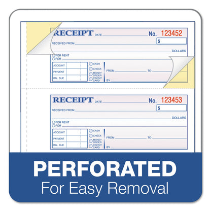 Adams Receipt Book, Three-Part Carbonless, 7.19 x 11, 4/Page, 100 Forms