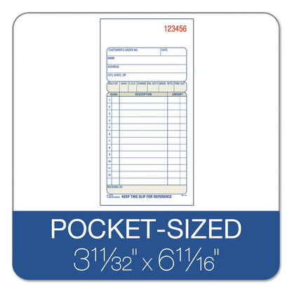 Adams Carbonless Sales Order Book, Three-Part Carbonless, 3.25 x 7.13, 50 Forms