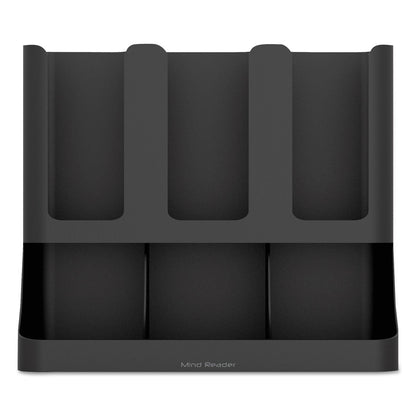 Mind Reader Flume Six-Section Upright Coffee Condiment/Cup Organizer, 11.5 x 6.5 x 15, Black