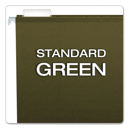 Pendaflex Reinforced Hanging File Folders with Printable Tab Inserts, Letter Size, 1/5-Cut Tabs, Standard Green, 25/Box