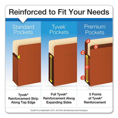 Pendaflex Earthwise by Pendaflex Recycled File Pockets, 3.5" Expansion, Letter Size, Red Fiber