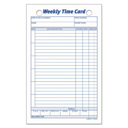 TOPS Weekly Employee Time Cards, One Side, 4.25 x 6.75, 100/Pack