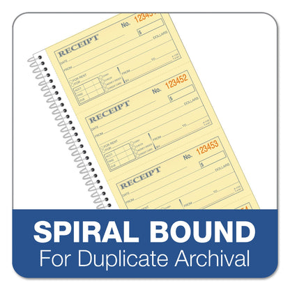 TOPS Money/Rent Receipt Spiral Book, Two-Part Carbonless, 2.75 x 4.75, 4/Page, 200 Forms