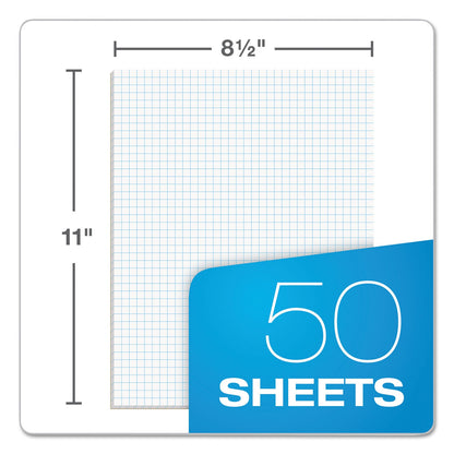 TOPS Quadrille Pads, Quadrille Rule (4 sq/in), 50 White 8.5 x 11 Sheets