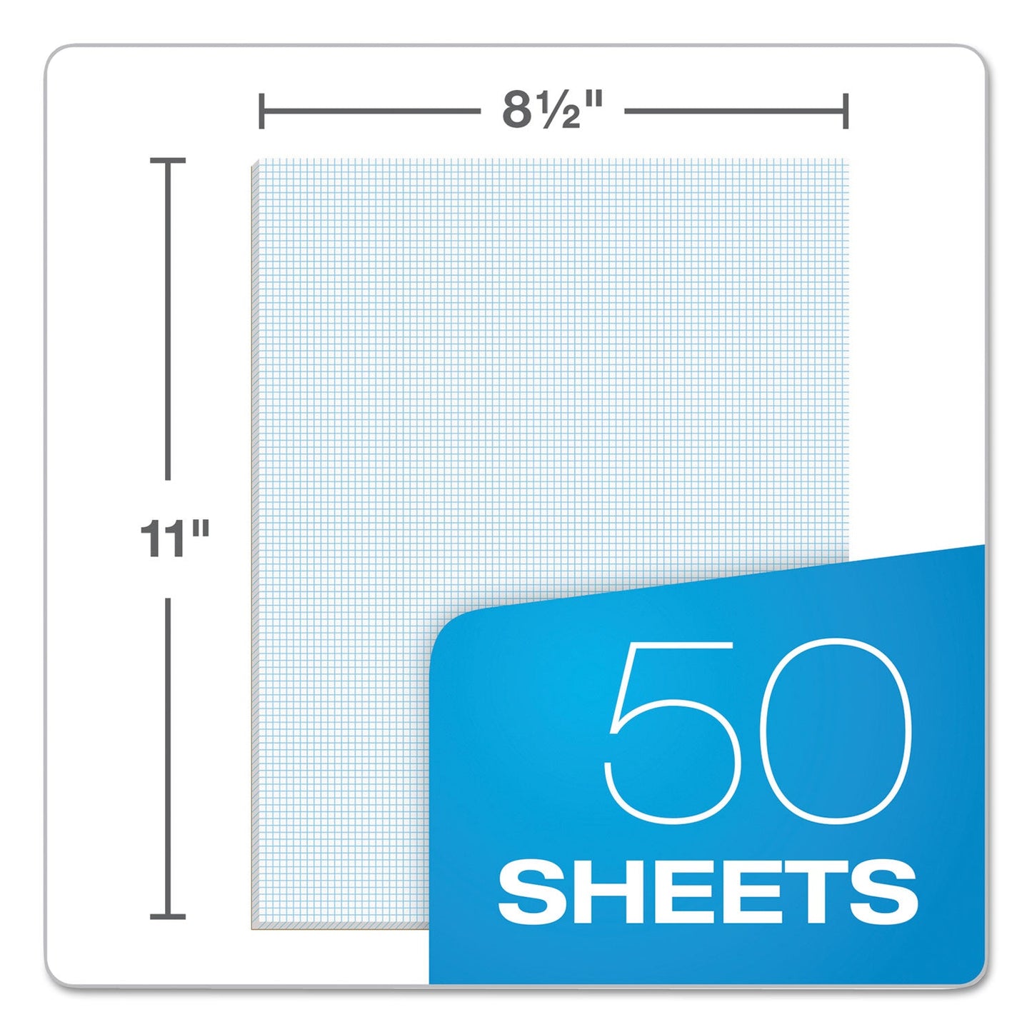 TOPS Quadrille Pads, Quadrille Rule (10 sq/in), 50 White 8.5 x 11 Sheets