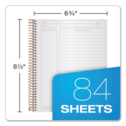 TOPS JEN Action Planner, 1 Subject, Narrow Rule, Black Cover, 8.5 x 6.75, 84 Sheets