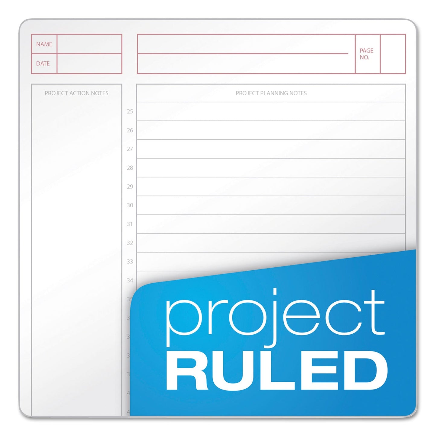 TOPS JEN Action Planner, 1 Subject, Narrow Rule, Black Cover, 8.5 x 6.75, 100 Sheets