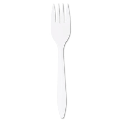 Dart Style Setter Mediumweight Plastic Forks, White, 1000/Carton