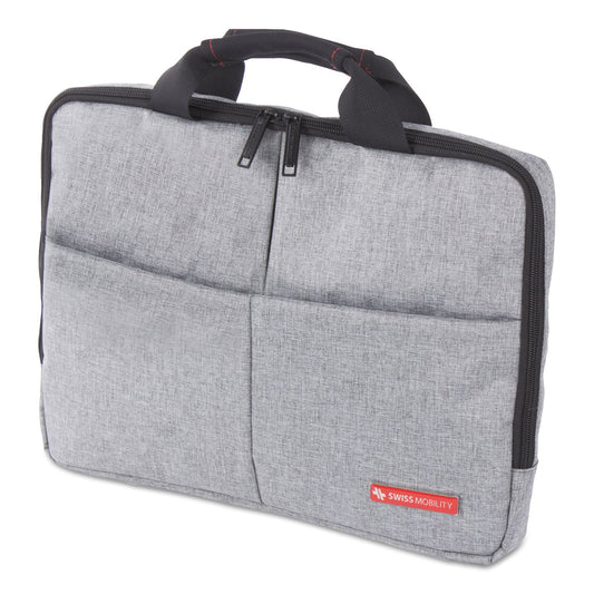 Swiss Mobility Sterling Slim Briefcase, Fits Devices Up to 14.1", Polyester, 1.75 x 1.75 x 10.25, Gray
