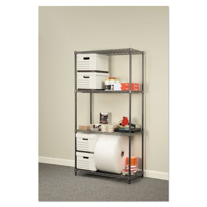 Alera Wire Shelving Starter Kit, Four-Shelf, 36w x 18d x 72h, Black Anthracite