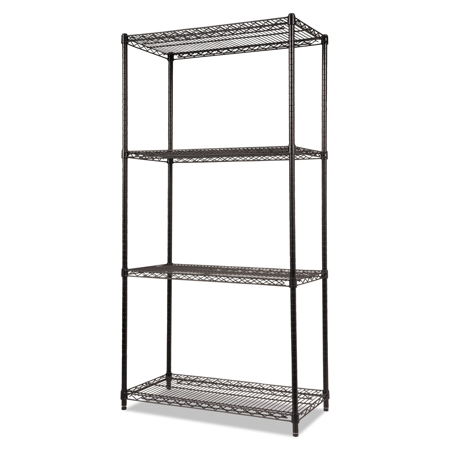Alera NSF Certified Industrial Four-Shelf Wire Shelving Kit, 36w x 18d x 72h, Black
