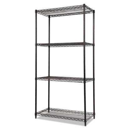 Alera NSF Certified Industrial Four-Shelf Wire Shelving Kit, 36w x 18d x 72h, Black