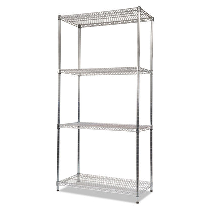 Alera NSF Certified Industrial Four-Shelf Wire Shelving Kit, 36w x 18d x 72h, Silver