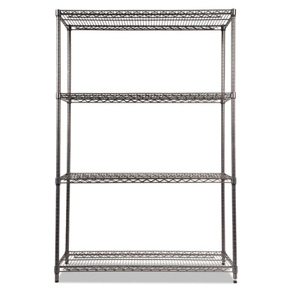 Alera Wire Shelving Starter Kit, Four-Shelf, 48w x 18d x 72h, Black Anthracite