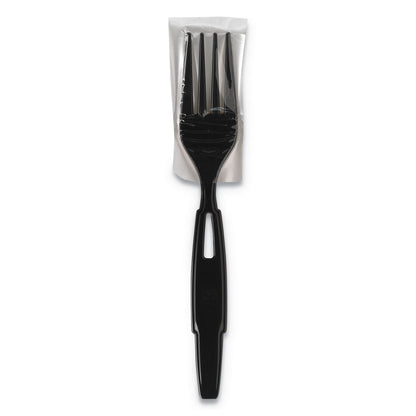 Dixie SmartStock Wrapped Heavy-Weight Cutlery Refill, Fork, Black, 960/Carton