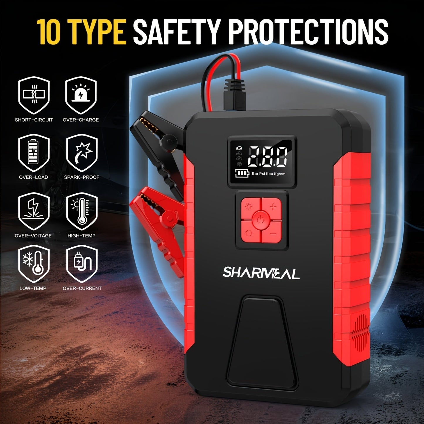 Portable Car Jump Starter with Air Compressor