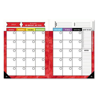 Carson-Dellosa Education Teacher Planner, Weekly/Monthly, Two-Page Spread (Seven Classes), 10.88 x 8.38, Balloon Theme, Black Cover