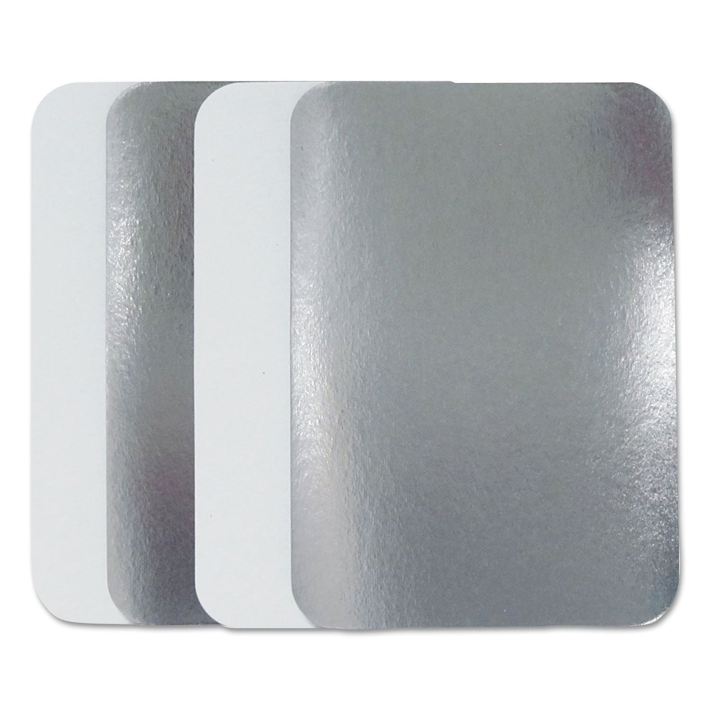 Durable Packaging Flat Board Lids, For 1.5 lb Oblong Pans, Silver, Paper, 500 /Carton