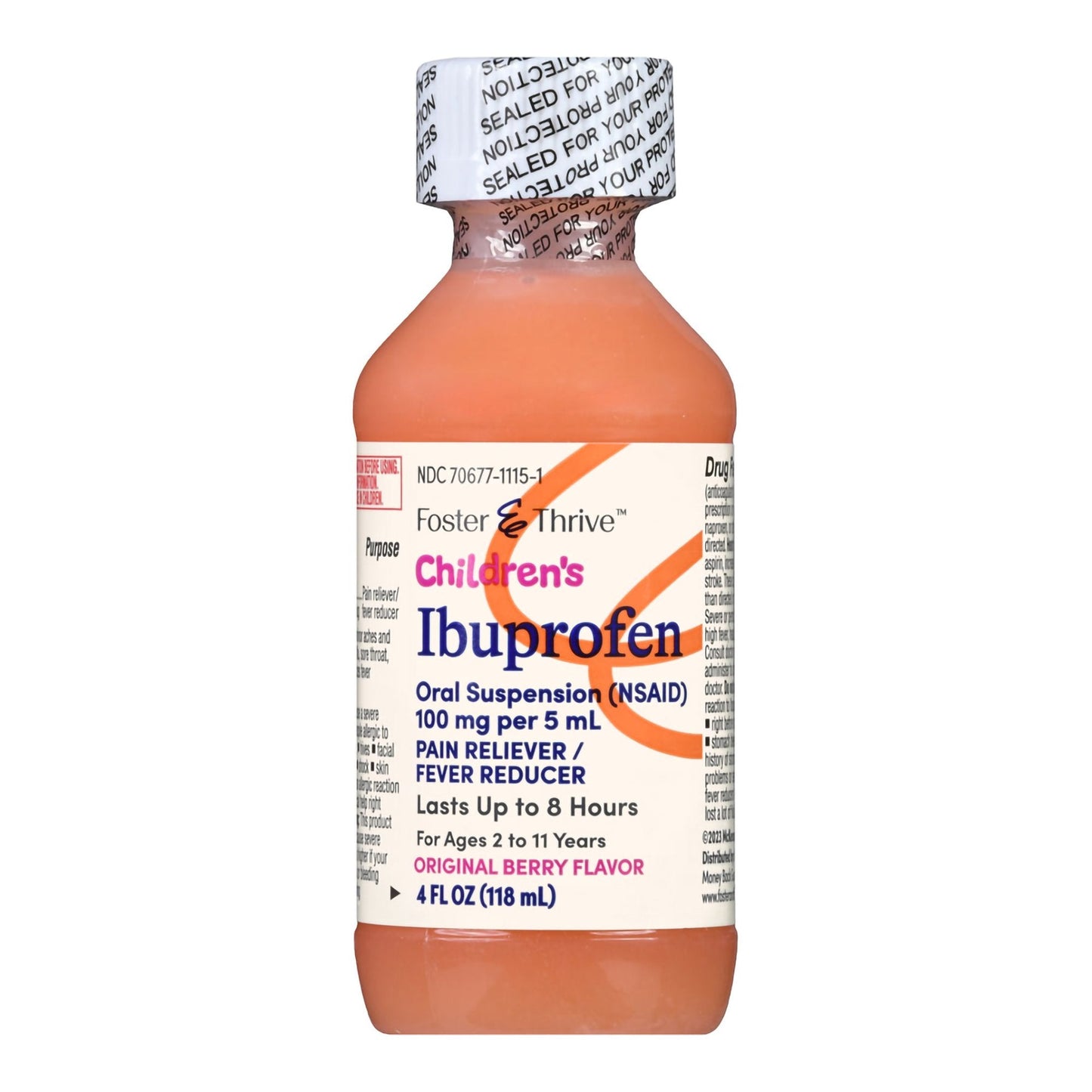 Foster & Thrive™ Children's Ibuprofen Oral Suspension Original Berry, 4 ounces 70677111501