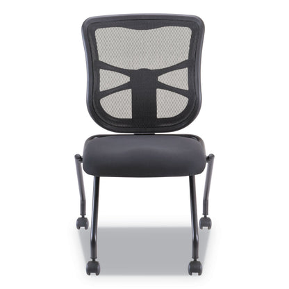 Alera Elusion Mesh Nesting Chairs, Supports Up to 275 lb, Black, 2/Carton
