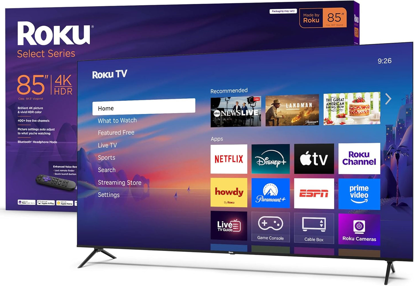 Roku Smart TV 2025 – 43-Inch Select Series, 4K HDR TV – tv with Enhanced Voice Remote – Flat Screen LED Television with Wi-Fi for Streaming Live Local News, Sports, Family Entertainment