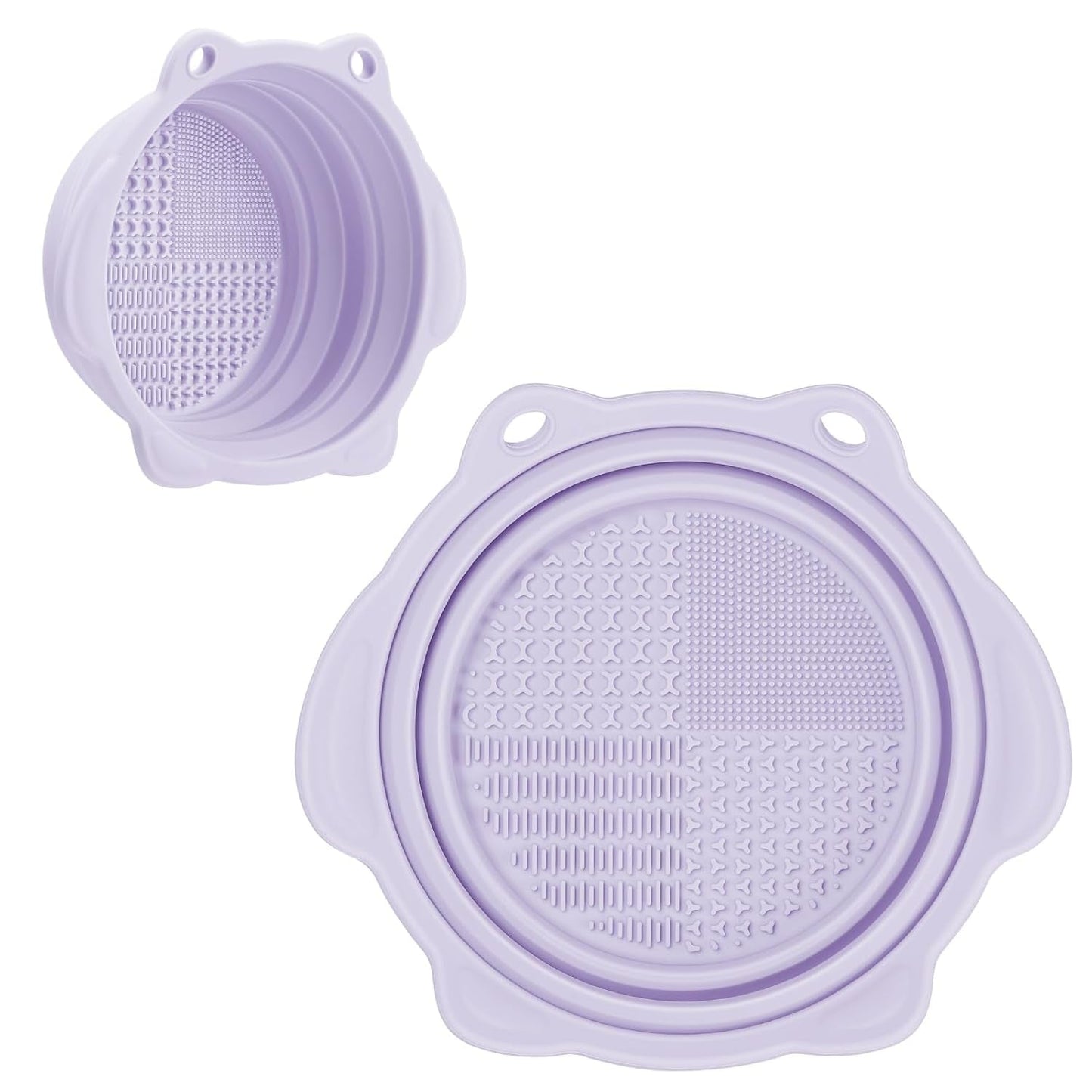 Foldable Silicone Makeup Brush Cleaner Bowl -  Portable Cleaning Tool for Brushes, Powder Puffs, and Sponges (Pink)