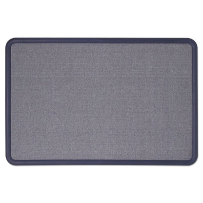 Quartet Contour Fabric Bulletin Board, 36 x 24, Light Blue, Plastic Navy Blue Frame