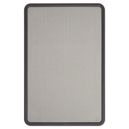 Quartet Contour Fabric Bulletin Board, 36 x 24, Gray Surface, Black Plastic Frame
