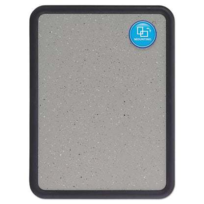 Quartet Contour Granite Gray Tack Board, 48 x 36, Black Frame