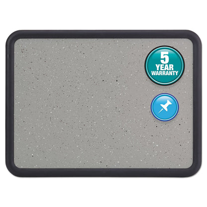 Quartet Contour Granite Gray Tack Board, 48 x 36, Black Frame