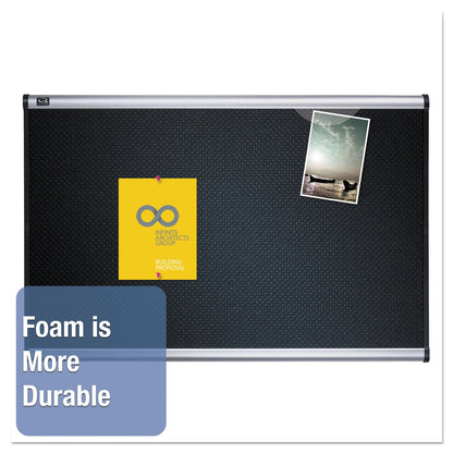 Quartet Prestige Embossed Foam Bulletin Board, 72 x 48, Black, Aluminum Frame