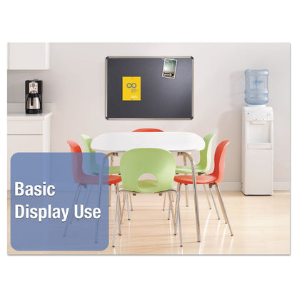 Quartet Prestige Euro-Style Embossed Foam Bulletin Board, 48 x 34 7/16, Black/Alum Frame